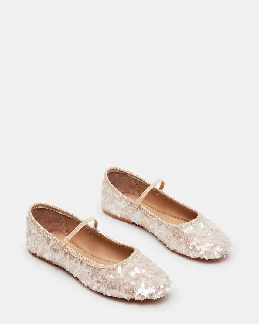 BOUQUET Champagne Sequin Mary Jane Ballet Flat | Women's Flats | Steve Madden (US)