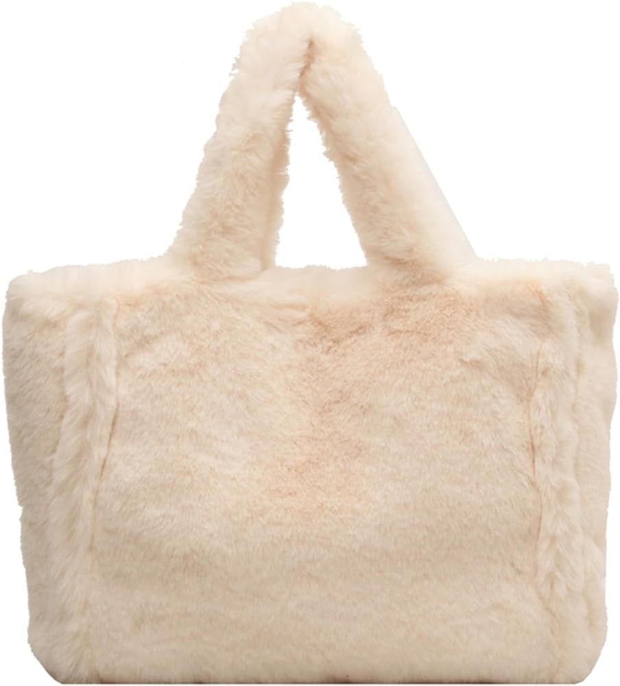 Extolove Fluffy Tote Bag for Women, Cute Fuzzy Tote Handbag Faux Fur Bag Furry Purse | Amazon (US)
