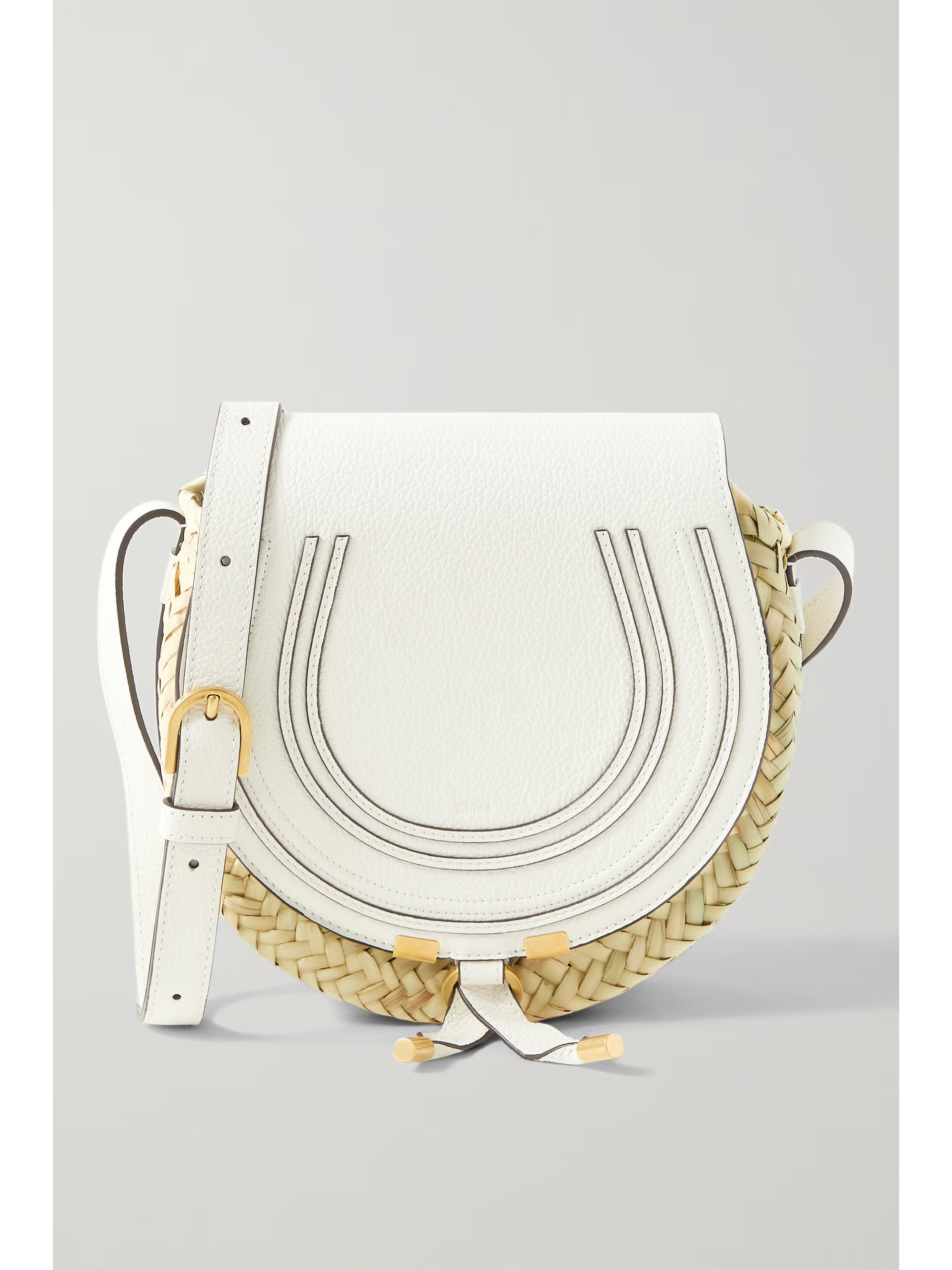 Marcie textured-leather and woven raffia shoulder bag | NET-A-PORTER (US)