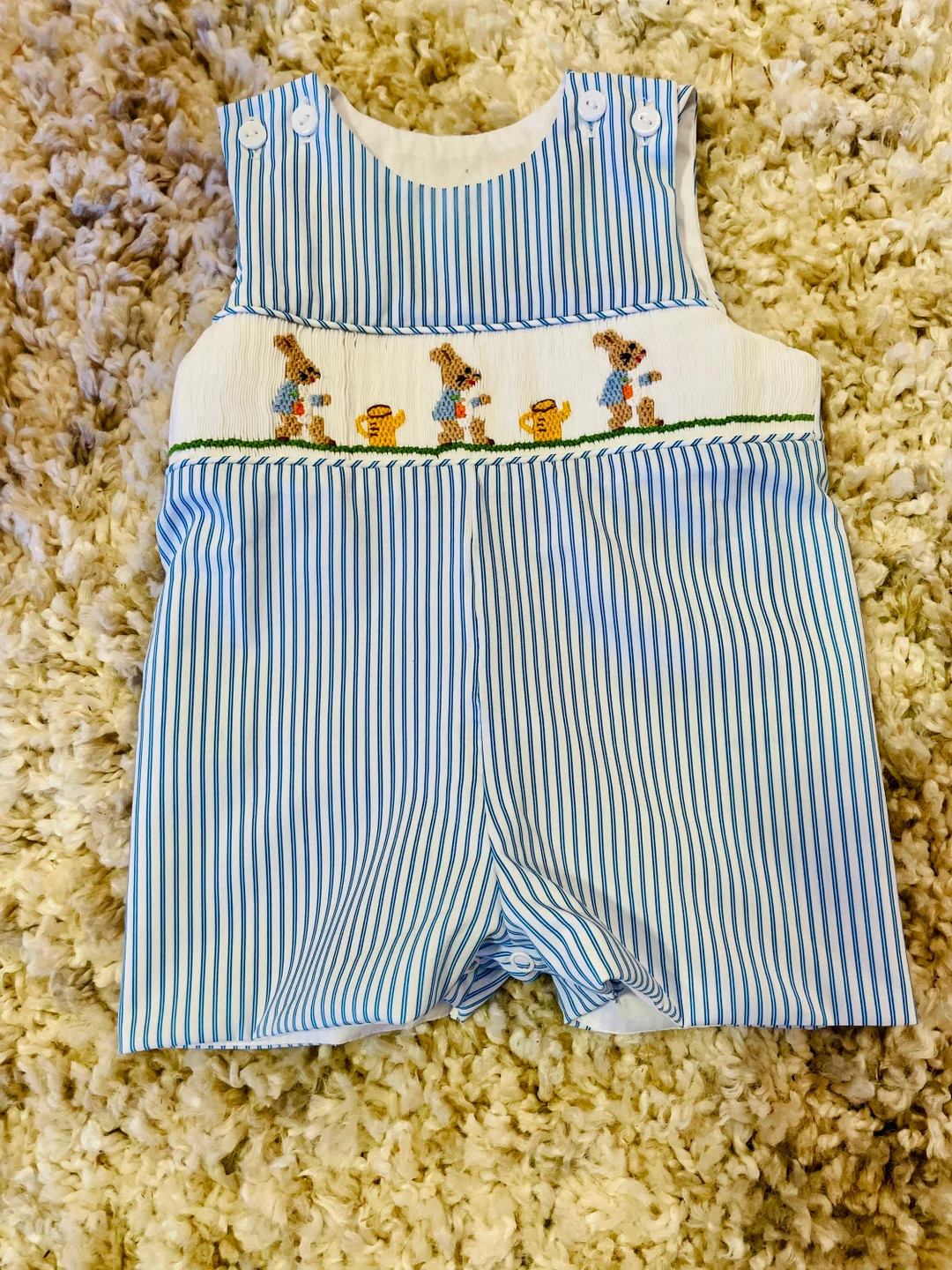 Toddler boys Jon Jon Smocked Easter bunny outfit . Hand smocked Easter outfit | Etsy (US)