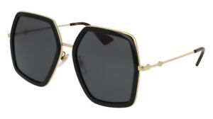 NEW Gucci Sunglasses GG0106S-001 56mm Black-Gold / Grey Lens | eBay | eBay US
