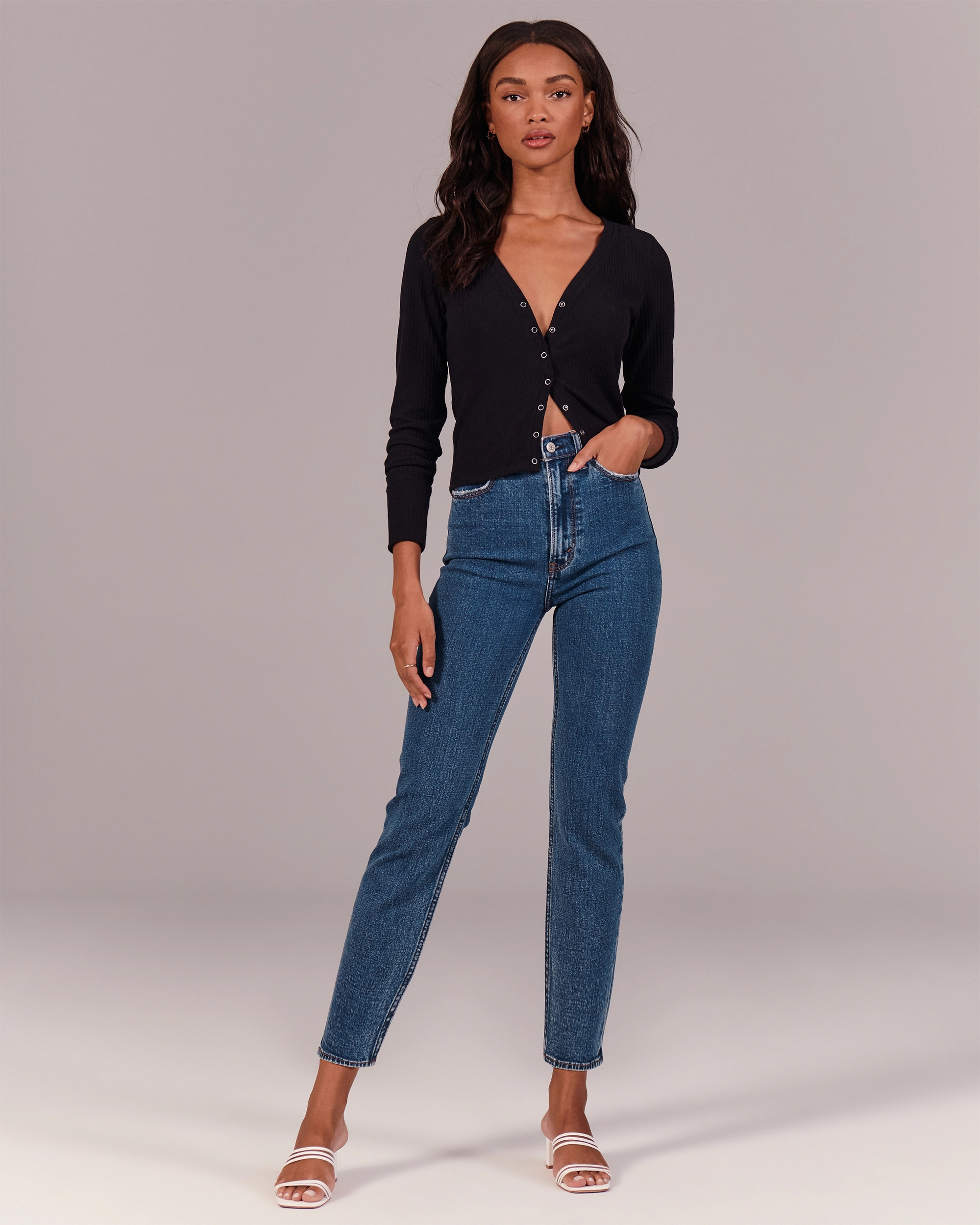 Ultra High Rise Ankle Straight Jeans | Abercrombie & Fitch (US)
