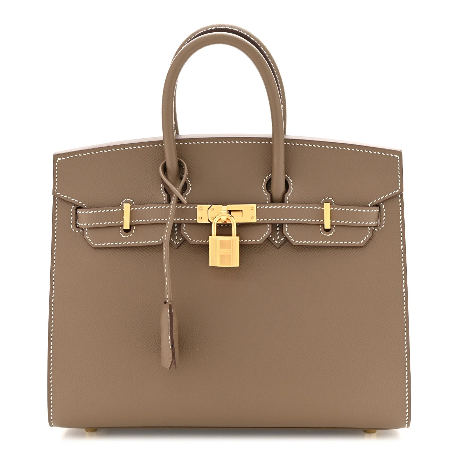 Hermes Epsom Birkin Sellier 25 Etoupe | FASHIONPHILE (US)