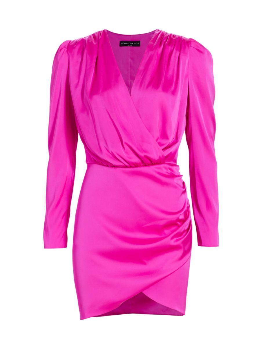 Miley Satin Wrap-Effect Dress | Saks Fifth Avenue