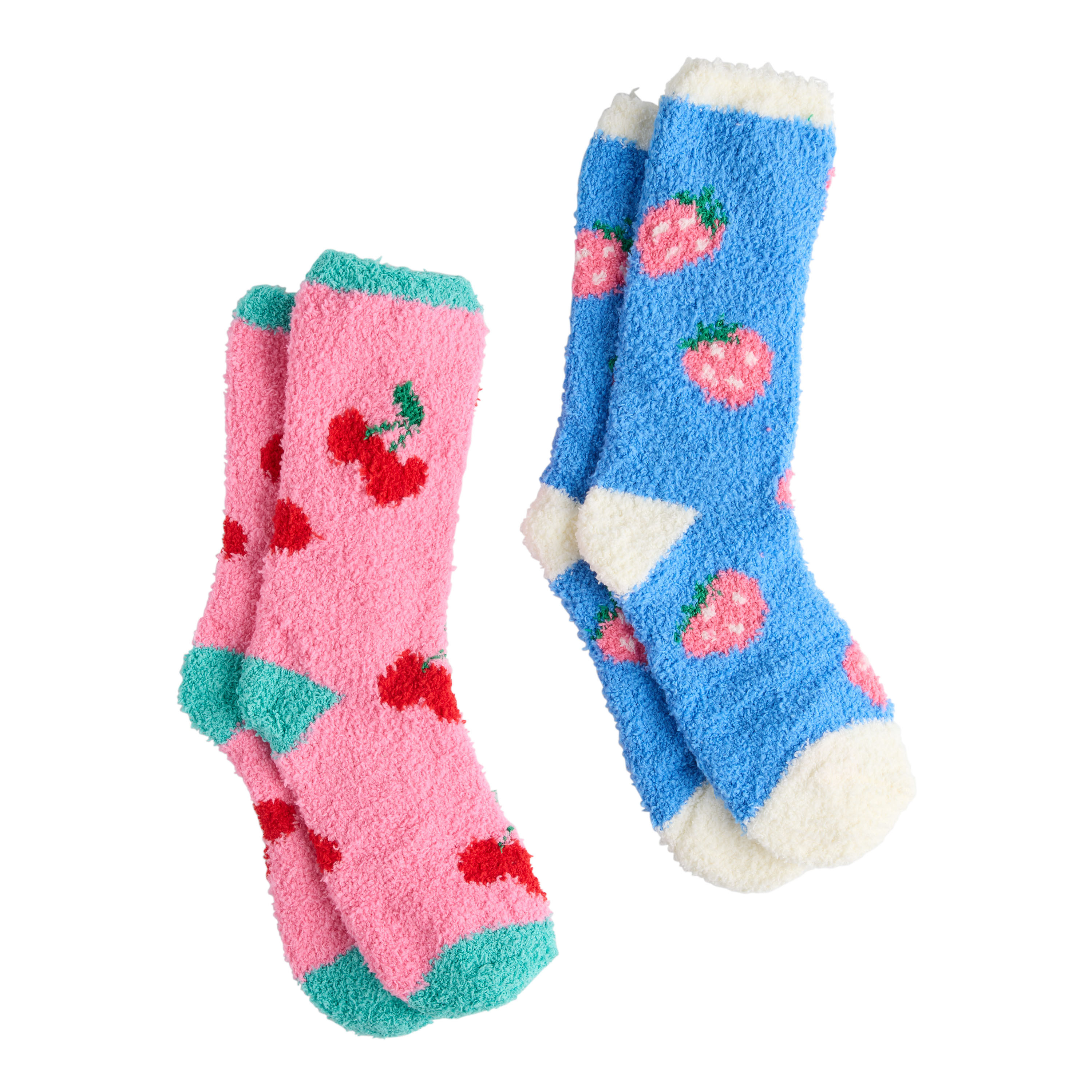 Pink and Blue Cherry and Berry Cozy Socks 2 Piece Gift Set | World Market