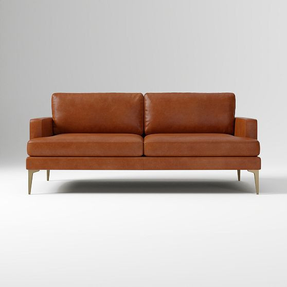 Andes 76.5" Sofa Saddle Leather Nut Blackened Brass Poly | West Elm (US)