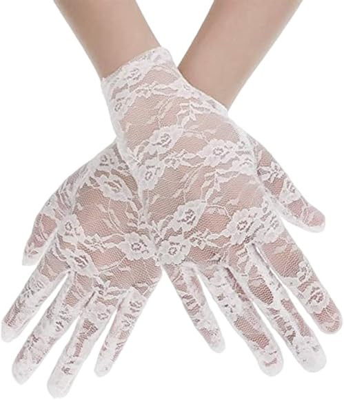 Women Short Elegant Lace Gloves, Ladies Floral Lace Gloves Vintage Opera Gloves 1930s Gloves for ... | Amazon (UK)