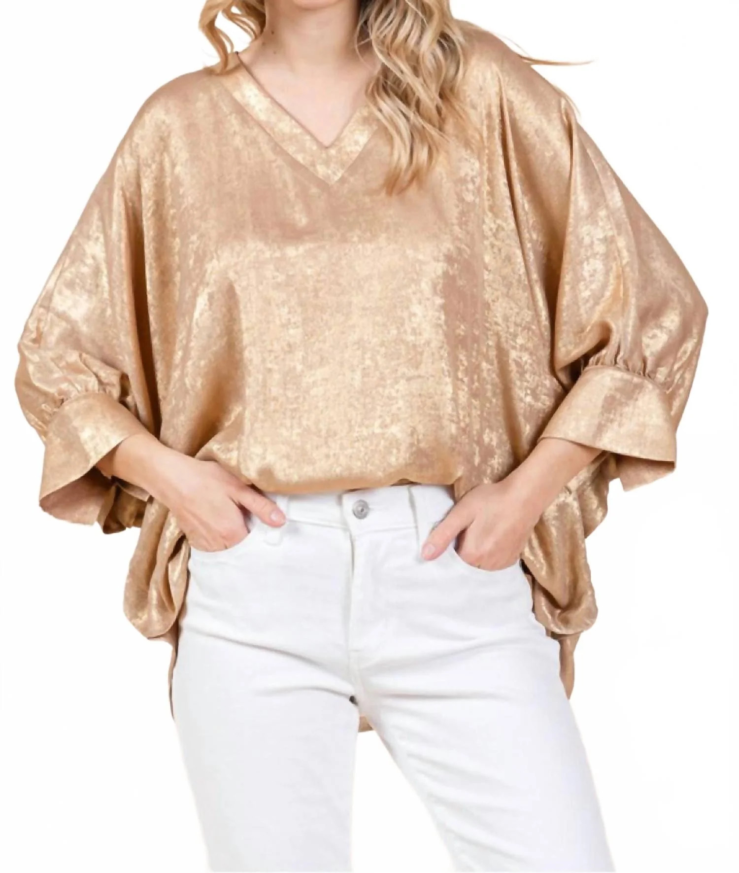 Golden V-Neck Top | Shop Simon
