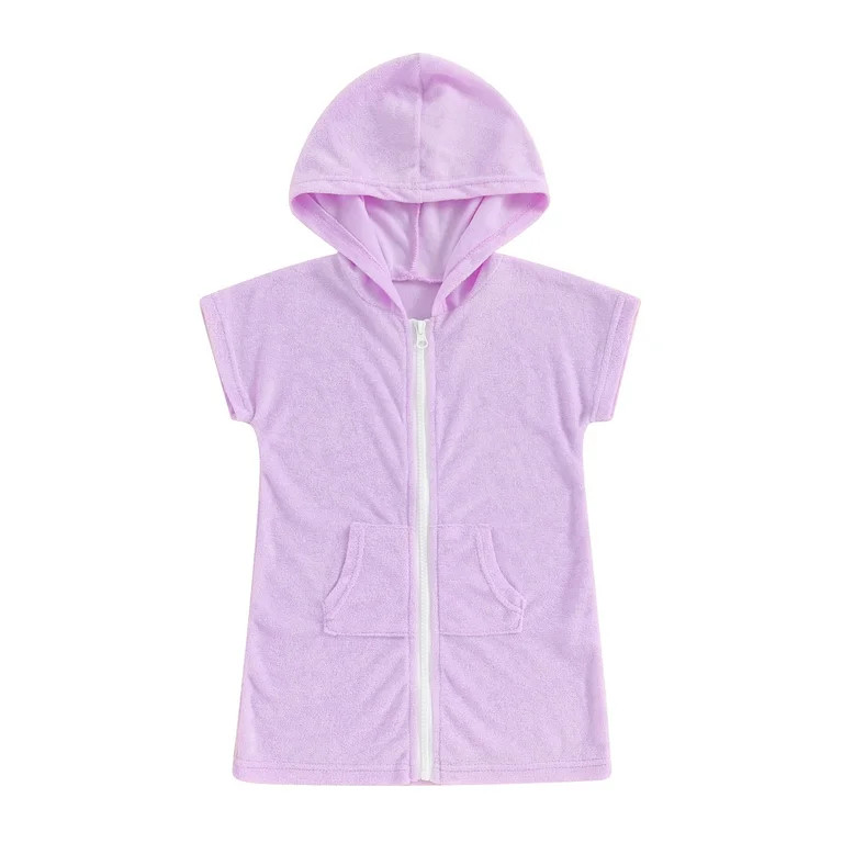 Bagilaanoe Little Girl Swim Cover Up One-Piece Swimsuit Toddler Short Sleeve Zipper Rashguard Swi... | Walmart (US)