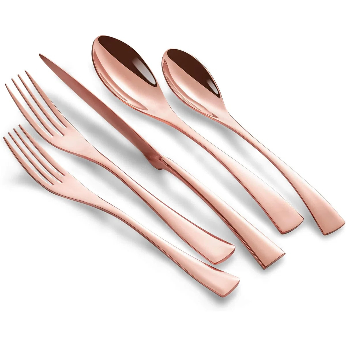 20-Piece Rose Gold Flatware Set, Stainless Steel Silverware For 4, Mirror Polished Utensils | Wayfair North America