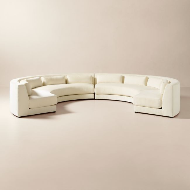 Sonora 4-Piece Curved Cream Performance Velvet Sectional | CB2