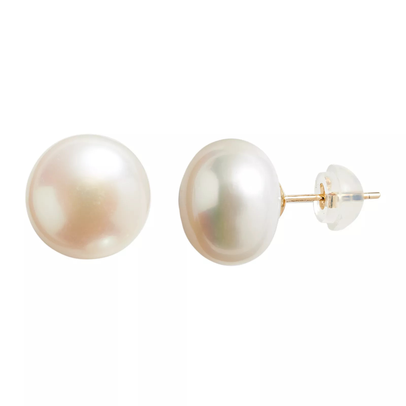 Designs by Gioelli 14k Gold 10-11 mm Freshwater Cultured Button Pearl Stud Earrings, Women's, White | Kohl's