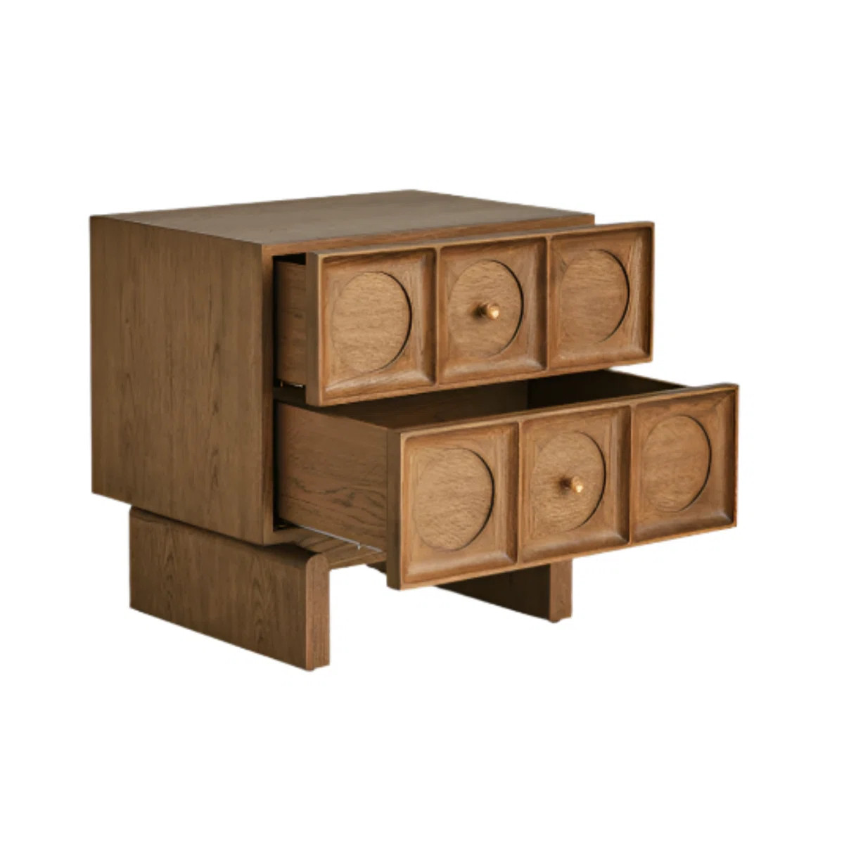 Amelia Solid Wood Large Nightstand with Brass Handles | Wayfair North America