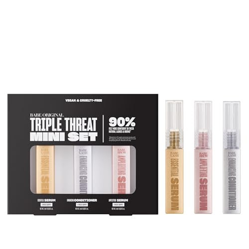 Babe Original Triple Threat Mini Set, Includes Babe Lash Essential Serum & Enhancing Conditioner + Babe Brow Amplifying Serum, 1 mL, 3 Pack | Amazon (US)