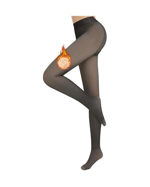 AMIYOYO Fleece Lined Tights For Women Fake Translucent Pantyhose High Waisted Thermal Leggings La... | Amazon (UK)