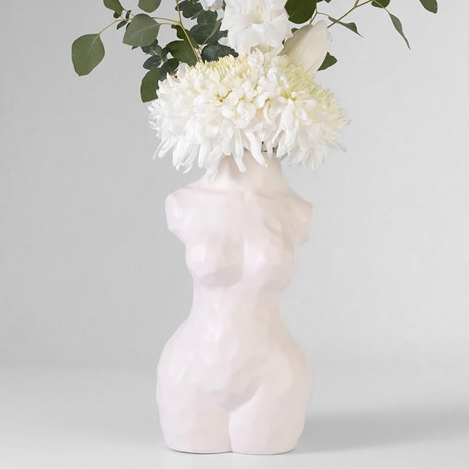 Female Body Vase, Clean Girl Aesthetic Room Decor, Modern Home Decor Ceramic Flower Vase for Livi... | Amazon (US)
