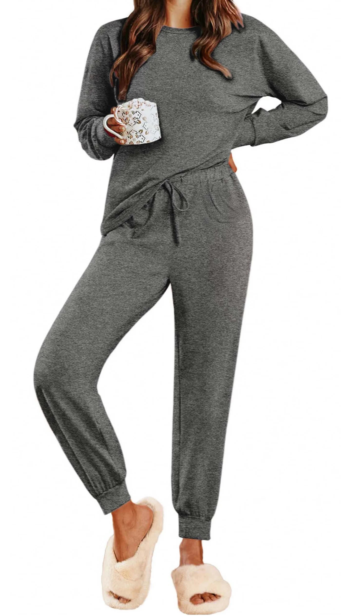 Fantaslook Womens Pajamas Sets Long Sleeve Top and Pant with Pockets Lounge Wear Set Oufits | Walmart (US)
