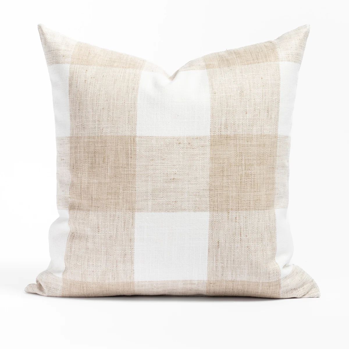 Oliver Check 20x20 Pillow, Natural | Tonic Living
