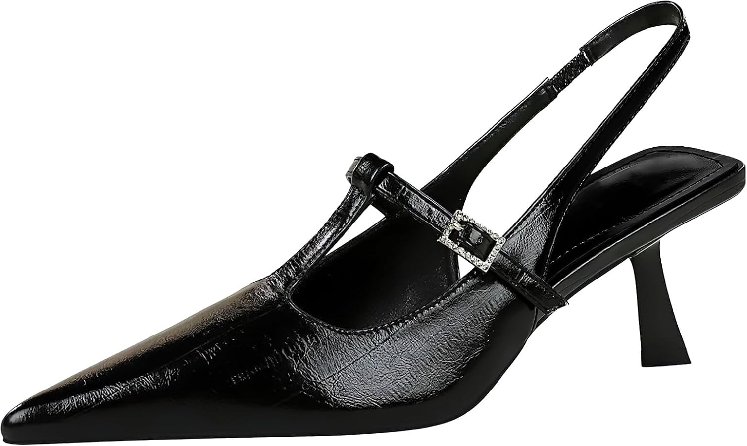 baobeijiadao Womens Pointed Toe Heels Slingback Slip On Pumps Close Toes T Strap Heeled Sandals K... | Amazon (US)