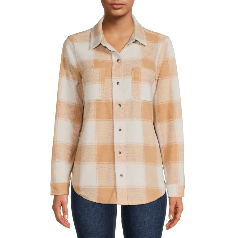 Time and Tru Women's Plaid Button Down Shirt | Walmart (US)