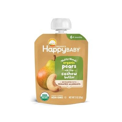 HappyBaby Nutty Blends Organic Pears & Cashew Butter Baby Food Pouch - 3oz | Target