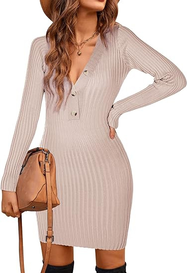 Blooming Jelly Women's Long Sleeve Sweater Dress Mini Knit Sexy Bodycon Dress Pullover Sweaters D... | Amazon (US)