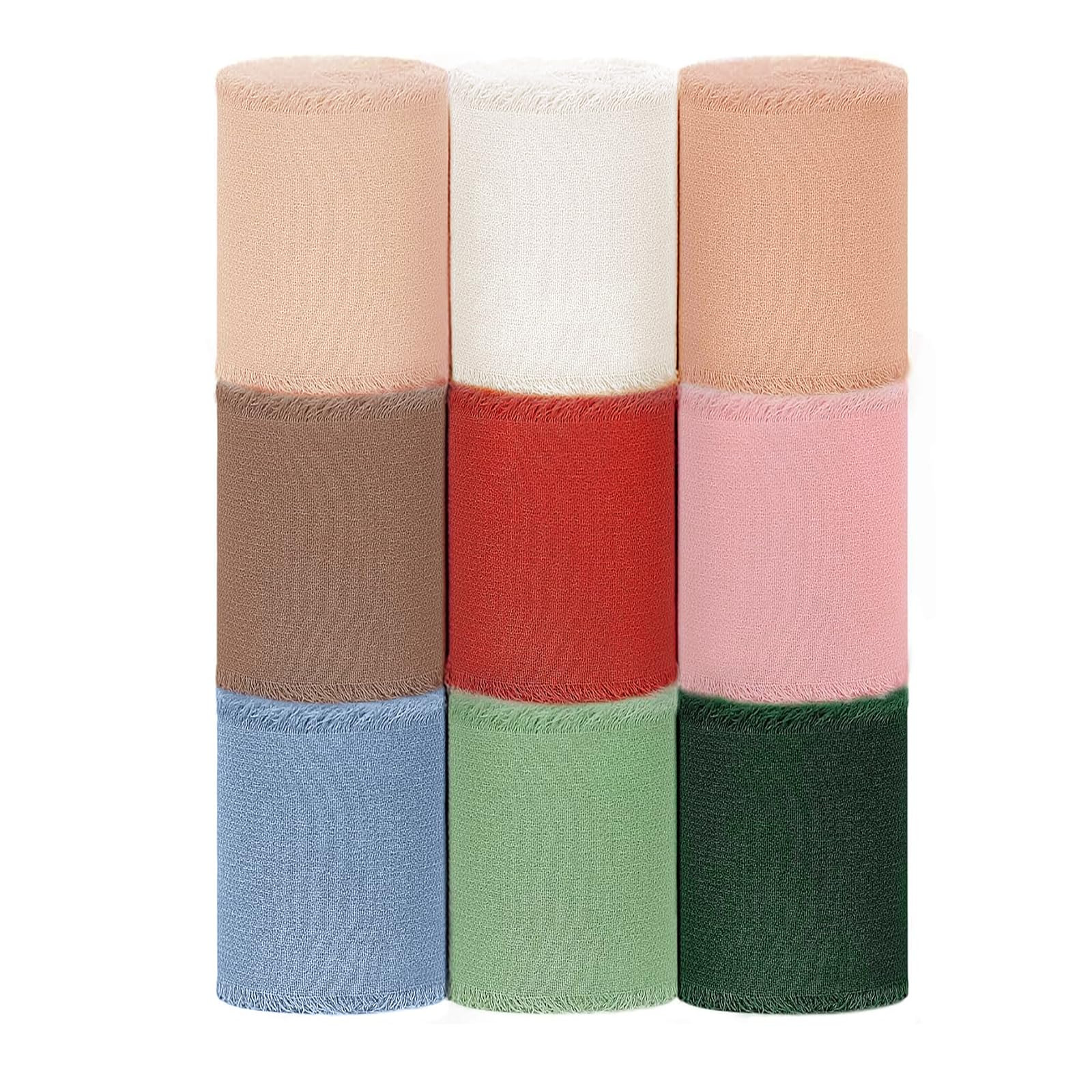 Chiffon Silk Ribbon 1 1/2 Inch Mixed Color 9 Rolls 18Yd, Handmade Silk Ribbon, for Gifts Wrapping... | Amazon (US)
