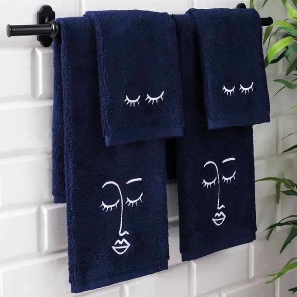 UpThrone 100% Turkish Cotton Benzoyl Peroxide Resistant 4 Piece Makeup & Face Towel Set with Hang... | Walmart (US)