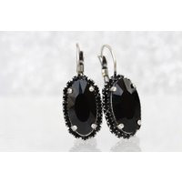 Black Earrings, Mother Of The Brides Earrings, Black Evening Silver Formal Drop Woman Earrings, Wedding Jewelry | Etsy (US)