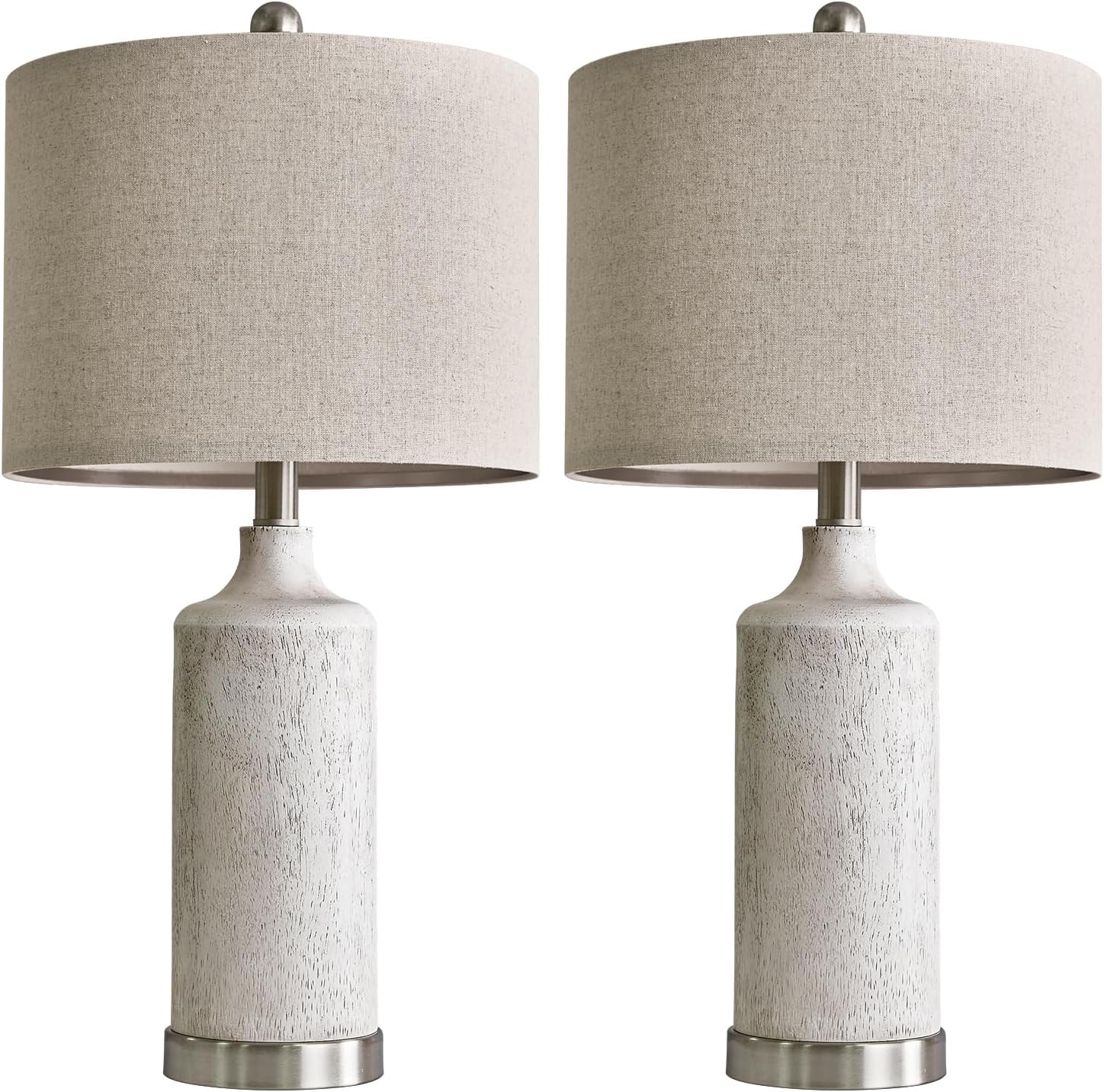 OYEARS 24” Table Lamp Set of 2, Bedside Table Lamps for Living Room, Farmhouse Lamp for Bedroom... | Amazon (US)