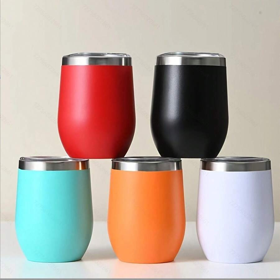 1pc, Watersy Beer Mug, 12oz/350ML Powder Coating Wine Tumbler With Push Lid, Stemless Insulated W... | SHEIN