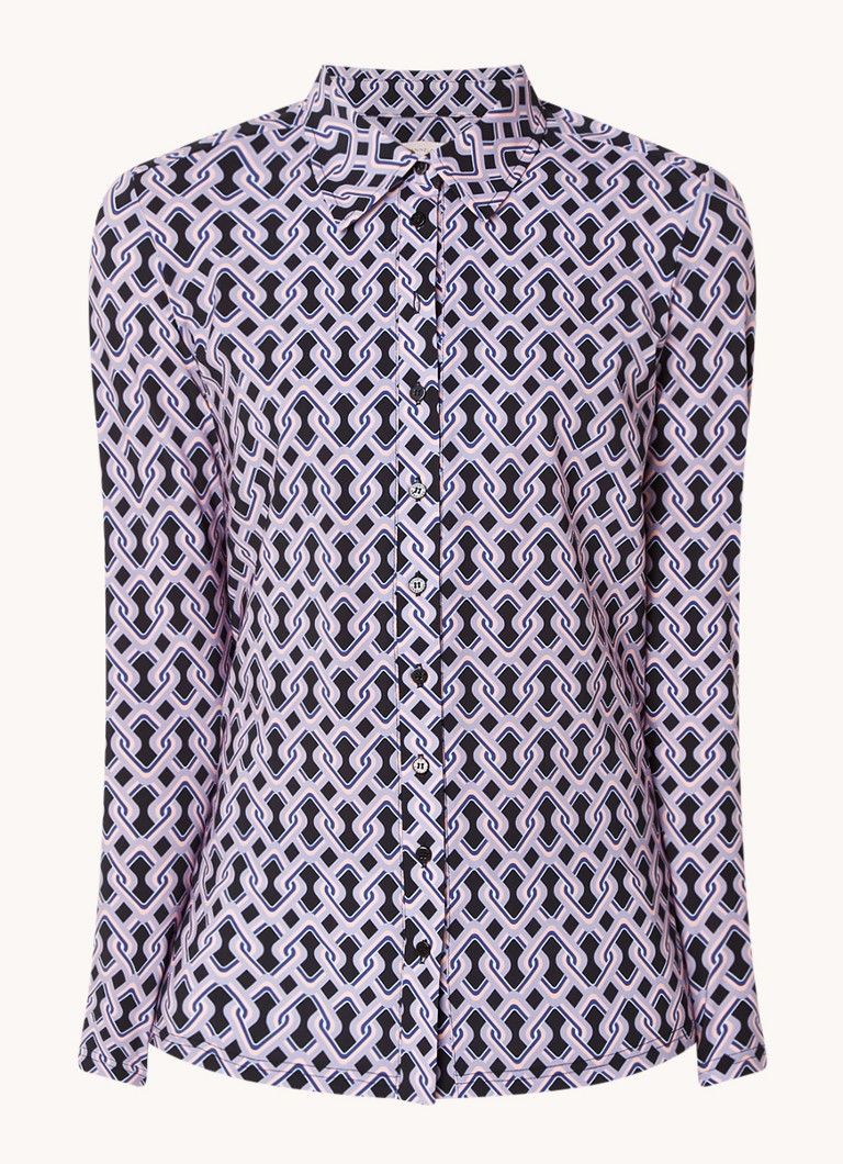 Studio Anneloes Poppy blouse van jersey met print en stretch • Lila • de Bijenkorf | De Bijenkorf (NL)