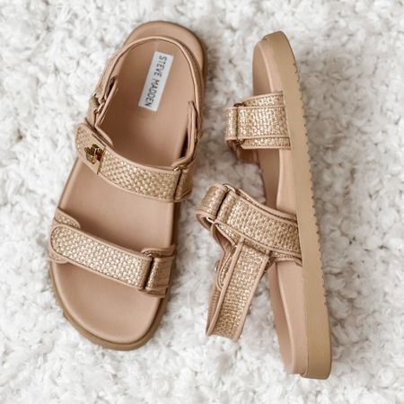 Jumping on the [sortof] chunky “dad sandal” trend — love the raffia for warmer temperatures, the gold hardware, and they’re sooo comfortable. I recommend them for everyone (not just for mamas), but they’re certainly a chic option for chasing after kiddos. 😉😎 Love all of the available colors and now I’m  considering ordering the black pair! #LTKsummer #LTKsandals

#LTKSeasonal #LTKshoecrush