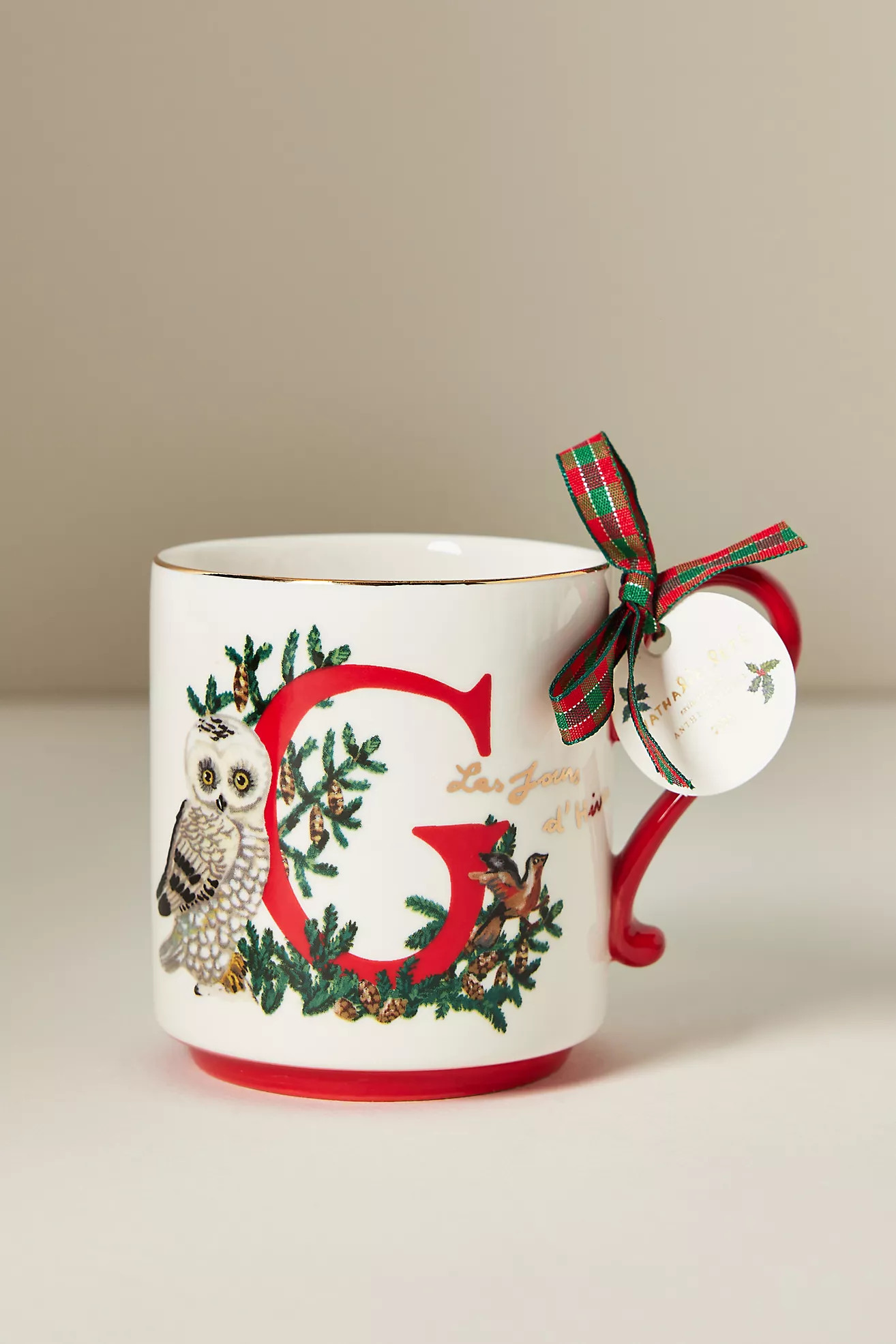 Nathalie Lete Stoneware Holiday Monogram Mug | Anthropologie (US)
