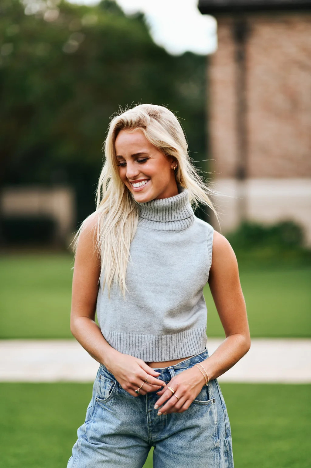 Natasha Turtle Neck Top - Heather Grey | cocolillys