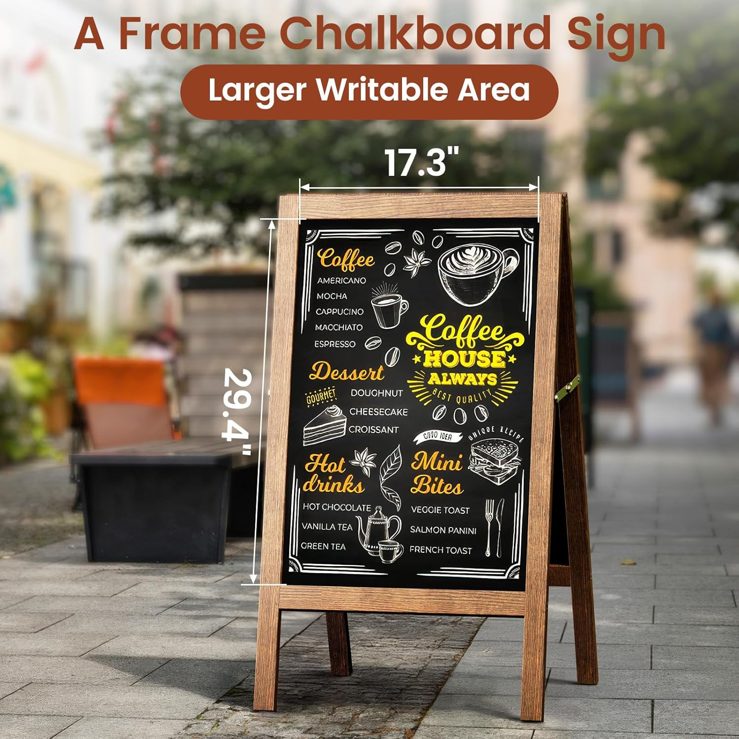A Frame Chalkboard Sign, 40"x20" Extra Large Sidewalk Chalk Board, Wooden Standing ChalkBoards Se... | Amazon (US)