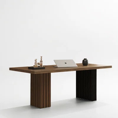 70.8" Modern Wooden Desk With Dual Base Design, Engineered Wood, Easy-clean Surface | Wayfair North America