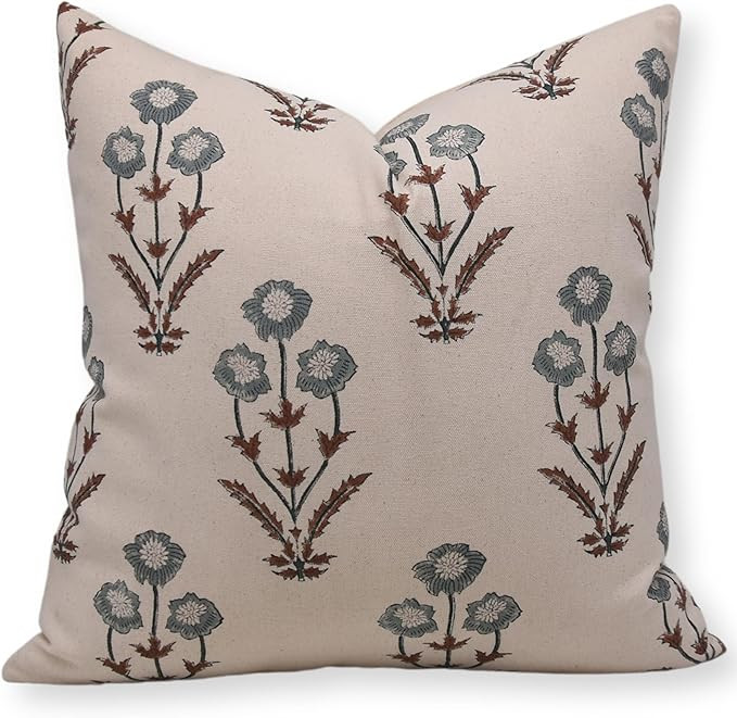 Block Print Duck Canvas 18X18 Throw Pillowcase Cushion Cover, Outdoor Decorative for Sofa and Cou... | Amazon (US)