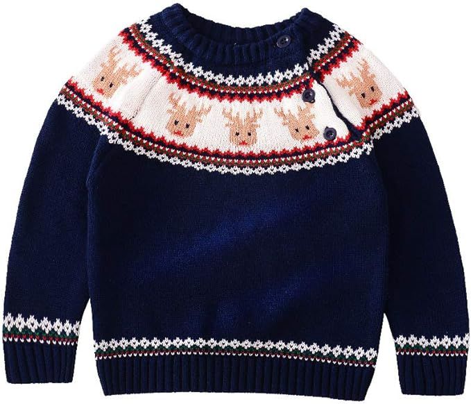 Miccina Baby Toddler Boys Christmas Sweater Kids Girls Knit Pullover Sweatshirt Long Sleeve Crew ... | Amazon (US)