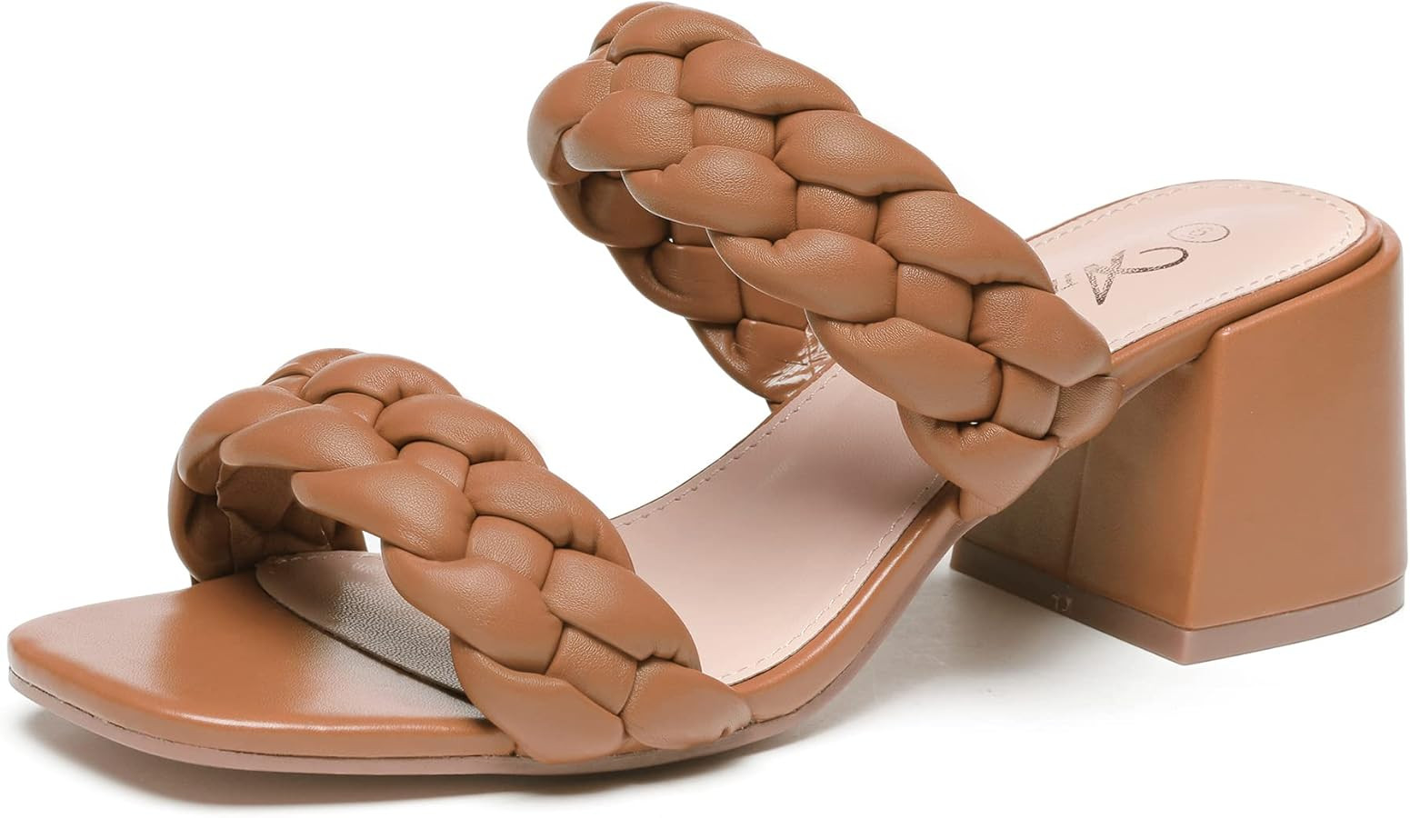 Athlefit Women's Braided Heeled Sandals Strappy Square Open Toe Heels Backless Mules Slip On Bloc... | Amazon (US)