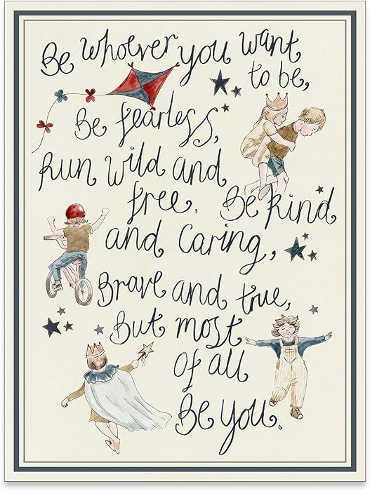 GO-SANTNN Watercolor Kids Poetry Wall Art Toddler Quotes Positive Affirmations Poster Vintage Be ... | Amazon (US)