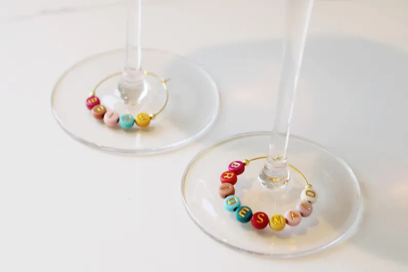 Personalized Name Drink Charms | Wine Glass Charms | Custom Name Glass Charms | Bachelorette Part... | Etsy (US)