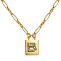 "B" Padlock Initial Necklace | Sequin