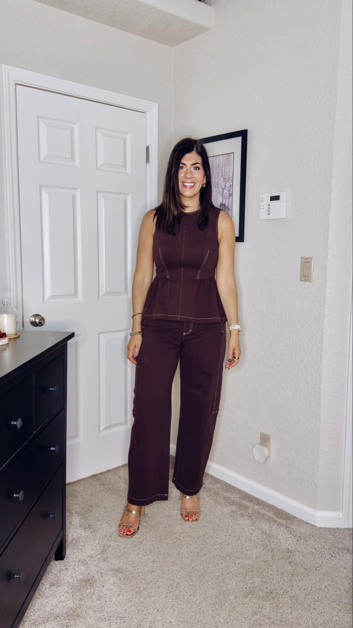 Anthro try on
In a medium zip up peplum top
In a 6 regular curvy barrel pant- run a whole size big 

#LTKSeasonal #LTKMidsize #LTKSaleAlert