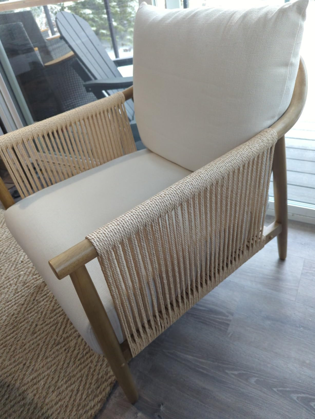 CHITA Braid Accent Chair, Modern Armchair for Living Room with Solid Wooden Armrest, Boho Reading... | Amazon (US)