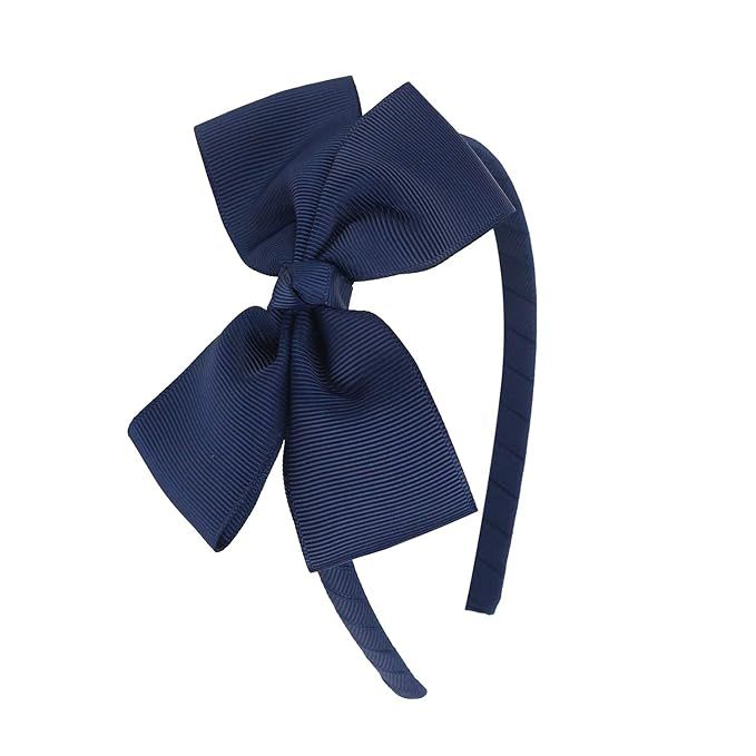 MEEDEE Navy Bow Headband for Girls Grosgrain Ribbon Hair Hoop Headband for Toddlers Kids Party De... | Amazon (US)