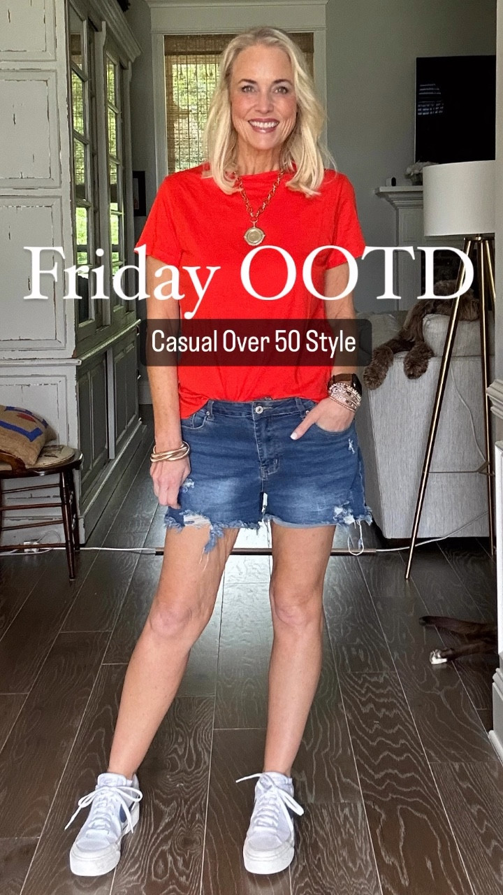 My kinda Friday outfit. Tshirt, jean shorts, sneakers  

#LTKSaleAlert #LTKOver40 #LTKStyleTip