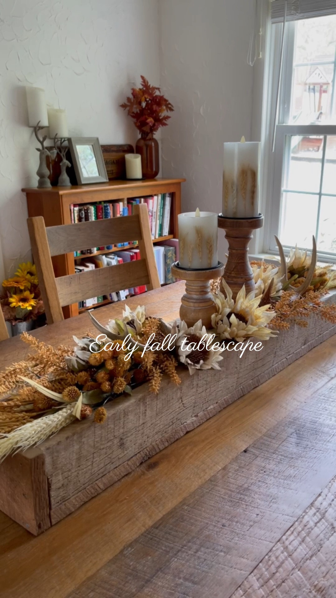 Early fall dining room table decor - DIY tablescape using a planter box, faux sunflowers and wheat stems

#LTKHome #LTKSeasonal #LTKSaleAlert