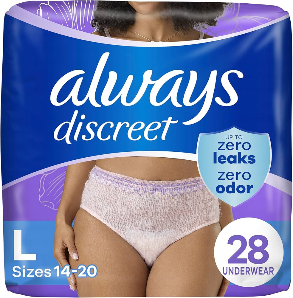 Always Discreet Adult Incontinence Underwear for Women and Postpartum Underwear, Large, Up to 100... | Amazon (US)