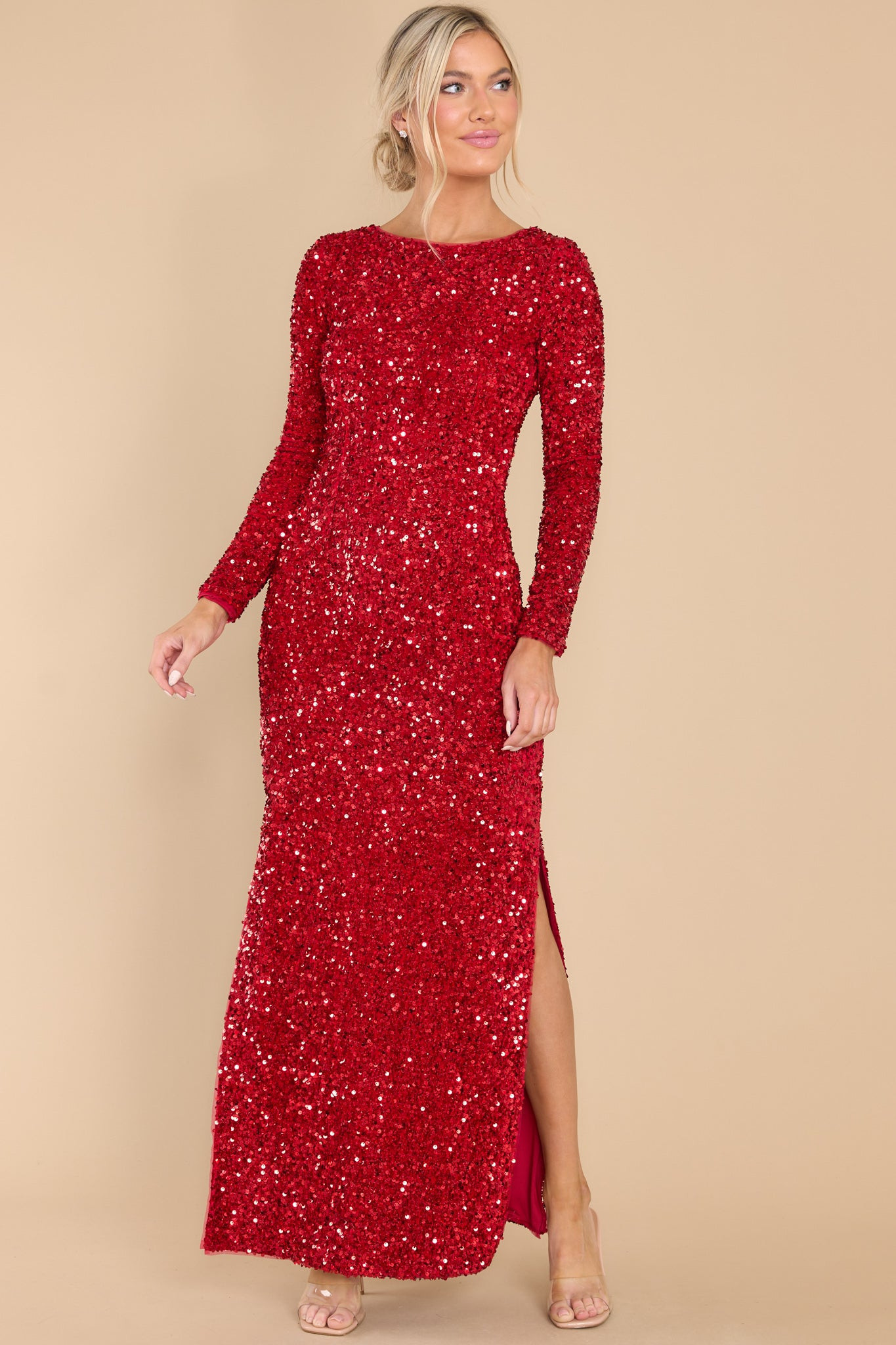 Hold Your Crown Ruby Red Sequin Maxi Dress | Red Dress 